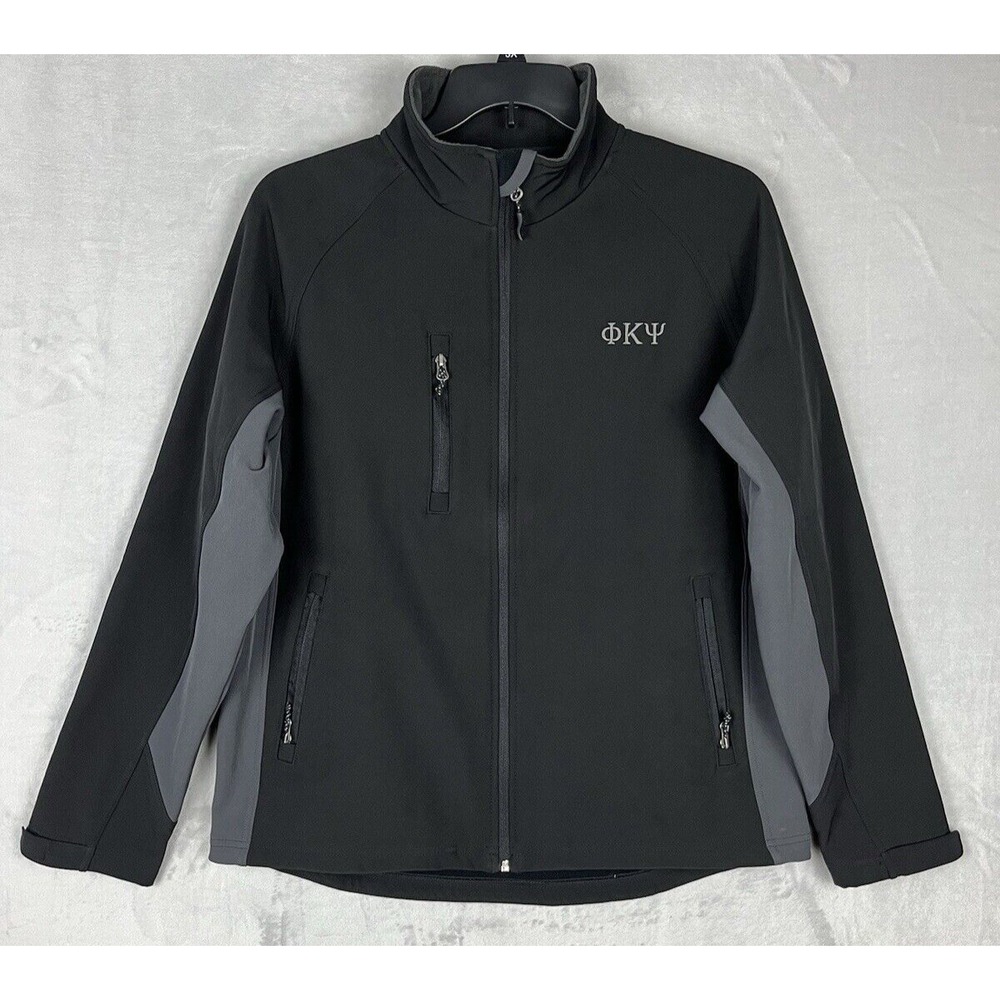 FOSSA Apparel Men's Jacket L Black Tiburon Soft Shell Full Zip Lined Zip Pocket
